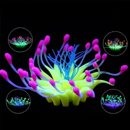 Dekoracje silikonowe sztuczne koralowe dekoracje akwarium akwarium akwarium akwarium Coral Flower Plant Ornament świecący w świetle