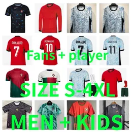 2024 Portugalia koszulka piłkarska Ronaldo 24 25 Cr7 Danilo Football Shirt Bruno Fernandes Joao Felix Ruben Rafa Leao Joao Ancilo Men Kit Kit Długie rękawy Wersja gracza