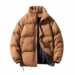 2024 Streetwear Winter New Retro Parkas Coat Men Various Color Bubble Jacket Oversize Warm Solid Coat Faux Suede Puffer Jacket l8DB#