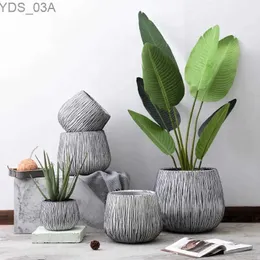 Planters Pots Modern Round Cement Planter Large Size Indoor Outdoor Plant Pot Cement Vase for Artificial Plant Pot Gray Home Decoration 240325