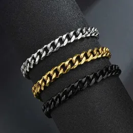 Chain 3/5mm thick chain bracelet mens stainless steel Cuban chain bracelet classic punk heavy-duty mens jewelry accessories 240325