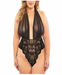 Biancheria intima erotica Donna Sexy Profondo scollo a V Tuta in pizzo trasparente Backless Mezzo busto Indumenti da notte Lingerie per donna adulta 2020 Nuovo6632230