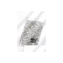 ديكورات فن الأظافر 1440pcs/bag ss3-ss20 Clear Crystal AB Color 3D Rhinestonsals Garment Non Filebback Glass Stones VB Drop Drop