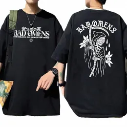 Vintage Herren T-Shirt Rock Band Bad Omens Tour American Music Print T-Shirts The Death of Peace of Mind Skelett Grafik T-Shirt l75s#