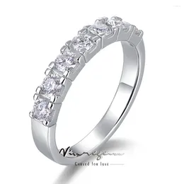 Cluster Rings Vinregem 925 Sterling Silver 3EX VVS1 D 3 mm Real Moissanite Pass Test Diamonds Row Ring for Women Jewelry Wedding Band