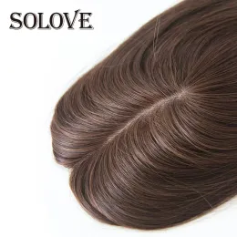 Topper 10 "" 20 Straight Seidenbasis Haare Haarhaarstück für Frauen natürliche Farbe Remy Frauen Toupe mit Doppelknoten