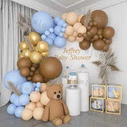 Calligraphy Coffee Brown Balloon Garland Arch Kit Kids 1st Happy Birthday Party Bear Theme Latex Apricot Balloons Baby Shower Decorations