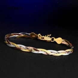 MIQIAO Genuine 925 Sterling Silver Italian Bracelets Jewelry For Women Three Color Threads Woven Gift Party Hand 240315