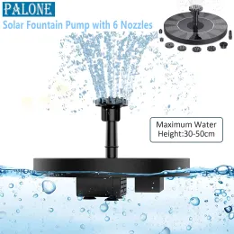 Baths Palone Solar Fontanna Pump, Solar Water Fountain Pump z 6 dyszami, solarna pompa fontanny do kąpieli ptaków, stawy, ogród