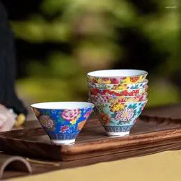 Teaware set 4 st/set Jingdezhen utsökta pastell te cup keramik handmålad teacup master personlig kontor hushållsset