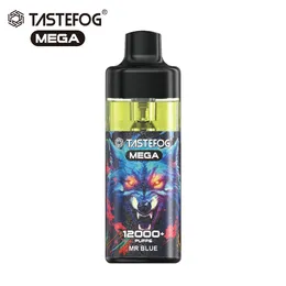 연기 원래 Tastefog Mega 12000 E 담배 충전식 RGB 조명 LED vape