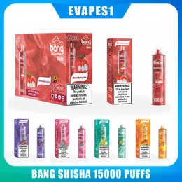 Original bang shisha 15k puffs engångsvapa pape pen king 15k patroner pod 600 mAh laddningsbara batteri ledande ljus färg kit bang box 12k 15k puffs 20k bang king vapme