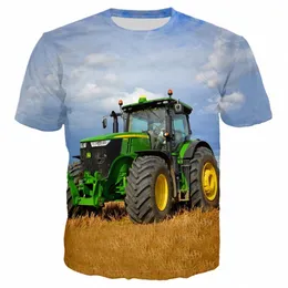 Büyük Traktör Tarım Makineleri Erkek ve Kadın T-Shirts 3D Baskı Hip Hop Persal Yuvarlak Boyun Tees Yaz Kısa Kollu Z3ng#