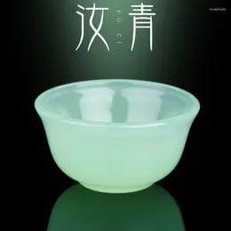 Чашки, блюдца, фарфоровая чайная чашка Ru Qing цвета селадона - увлажняющая нефритовая чашка для гостей, небольшой чайный стеклянный набор для кунг-фу, прозрачные и яркие поделки