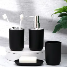 Holders 4pcs/set ABS Plastic Bathroom Accessories Set Soap Dispenser Bottle Dish Toothbrush Holder Cup Home Desktop Decor Luxury Gifts