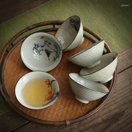 Tazze da tè Cup Master Grass Grey Bamboo Hat Retro Chinese Making Ceramic Underglaze Colored Guest Teaware Kitchen Bar