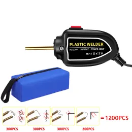 Lassers novo conjunto de ferro de solda plástico soldador plástico 100w pistola ar quente grampeador carro pára-choques reparação kit soldador plástico ferramentas garagem