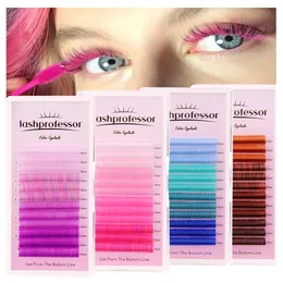 Färg Lash Purple Blue Brun Pink Eyelash Extension Enskilda FALSE FAUX FÄRGA GRADIENT MINK LASS för Makeup Rainbow Colord 240318