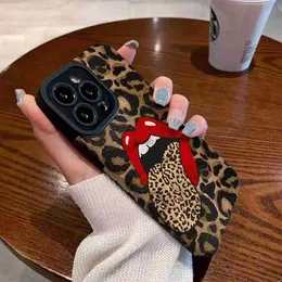Mobiltelefonfodral leopardmus telefonfodral för iPhone 14 13 pro max 11 12 pro 7 8 plus x xs max xr stötsäker mode fyrkant mjukt fodral bakslag H240326