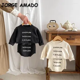 Clothing Sets Spring Autumn Baby Boy Girl Long Sleeves Letter Embroidered Knitwear Sleeved Sweater Bread Shorts E24121