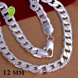 Collana in argento 925 di larghezza 12 mm all'ingrosso 18 - 30 Lunghezza personalizzata Uomo di alta qualità Curb Catena a maglia cubana Moda stile hip hop per regalo jewerly BOCO