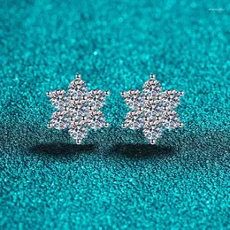 Stud Earrings Loriele 1.4ct Full Moissanite Earring for Women Solid 925 Sterling Silver Sparkly Sunflower Pass Diamond Jewelry