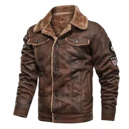 Novo inverno jaqueta de couro de pele masculina casaco retro camurça streetwear engrossar couro bombardeiro jaqueta marca motociclista agh01 904w #