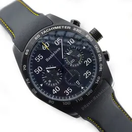 Mens watches sports racing style VK Quartz movement Uhr Black face Chronograph leather bracelet 44mm Wristwatches Hanbelson247I