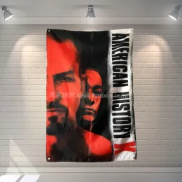 Tillbehör "American History X" Classic Movie Sign tyg Flag Fourhole Hanging Paintings Cafe Hotel Music Studio Decoration