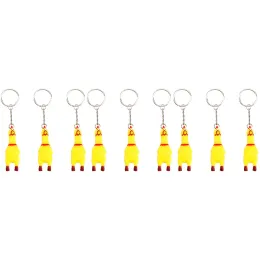 Toys 9PCS Squeeze Screaming Chicken Keychain Funny Yellow Squeaking Chicken Pendant For Keys Bags Phones Mini Screaming Chicken