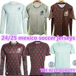 2024 Mexico Chicharito Mens Soccer Jerseys Short Long Long 24 25 H. Lozano A. Guardado Home Away Training Wear R. Jimenez National Elem