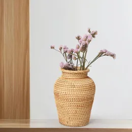 Vases Sharprepublic Rattan Vase Wicker Decoration Handmade Woven Flower Pot