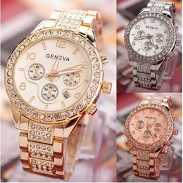 Orologio da donna con diamanti Orologio da polso di lusso di marca di moda Relogio Feminino Orologio da donna al quarzo in acciaio dorato Orologio casual di Ginevra Crystal 250O