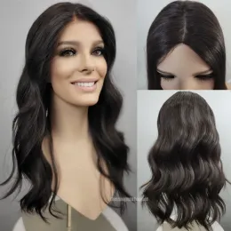 Toppers Wavy Human Hair Topper in Silk Top Virgin European Hair Toupee for Women Silk Base Fine Hairves 15x16cm