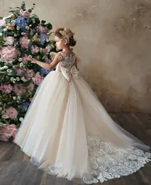 Vestidos fofos da menina de flor para casamento princesa vestido de baile sem mangas rendas tule convidado festa de noite crianças vestido de natal 240309