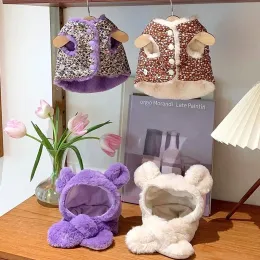 Jaquetas de inverno roupas para cães de estimação enviar chapéu cães casacos jaqueta impressão mais veludo quente para pequeno médio cão algodão roupas chihuahua perro