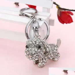 Keychains Lanyards 3 Type Lovely Crystal Key Ring For Women Bag Car Pendant Charm Metal Keyring Holder Keychain Gift Grest Jewelry Dh4Yy