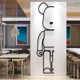 Adesivos de parede urso adesivo de parede acrílico urso tijolo fundo adesivo de parede dos desenhos animados decoração de parede quarto sala de estar decoração de casa l2403