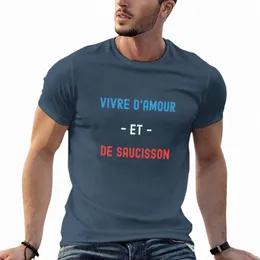 Canlı aşk ve sosis tişört grafikleri tişört ağır tişörtler t-shirt bir erkek erkek giyim için kısa tişört 7734#