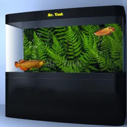 Decorações Mr. Tank Aquário Fundo Poster Adesivo Novas Samambaias Verdes Folhas PVC Tanque de Peixes Cenário Paisagem Decoração Acessórios