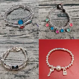 Undeode50 Designer Charm Bracelets 925 Sterling Silver Padlock podwójna warstwowa kryształowa para łańcucha Man Pearl Skórzana bransoletka popularna biżuteria w Europie i Ameryce