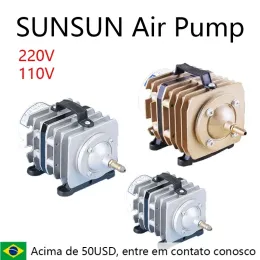 Tillbehör 220V 110V SUNSUN Extern Högeffekt Emagnetiska luftpump Fiskdamm Syrespumpkompressor för Pond Air Aerator Pump ACO001 002