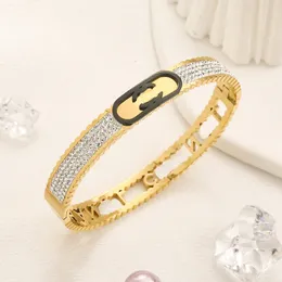 NOWOŚĆ 2024 puste klasyczne bransoletki Bracelety Bolernie luksusowy projektant biżuterii 18K Gold Stated Stael Stael Diamond InLay Bangles Złota bransoletka 2456