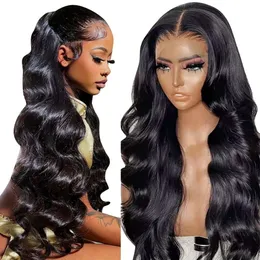 Hot Star 210% Densidade 13x6 Frente pré -arrancada onda corporal para mulheres negras HD Lace Frontal Wigs Human Human 28 polegadas