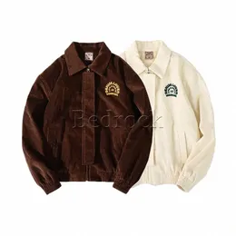 Mbbcar Brown Corduroy American A-2 Aviator Jacket Vintage Amekaji Beige Tough Guy Heavy Embroidery Tick Corduroy Coat Men 3112 T8G8＃