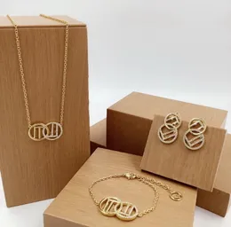 Moda simplicidade colar de latão pulseira feminina gravada iniciais F configurações de letras 18K ouro designer joias aniversário festivo presentes de Natal HFS6 --04