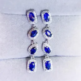 Dangle Earrings Natural Real Blue Sapphire Drop Earring Luxury Style 3 5mm 0.4ct 8pcs Gemstone 925 Sterling Silver Fine Jewelry L243153