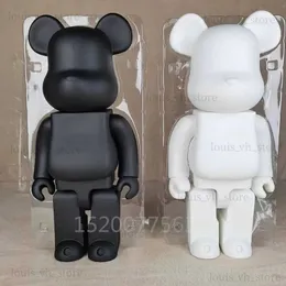 Eylem Oyuncak Figürleri Yüksek kaliteli siyah beyaz Bearbrick Diy montaj 28cm Galaxy Bear 3D Model Mini Tuğla Figür Oyuncaklar T240325