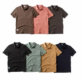 Polo Shirt 2024 New Summer Lapel المرونة T-Shirt Solid Color Fi Short Sleeve Busin Casual Men Clothing M-3XL BP13200 F5MU#