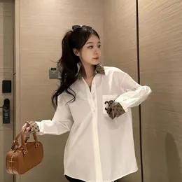 Spring and Autumn New Classic Fashion Heavy Industry Embroidered Letter Double Collar Contrast Joker temperament cotton shirt S--XL